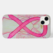 Roze Awareness Ribbon Angel Aangepaste iPhone Case (Achterkant (horizontaal))