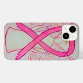 Roze Awareness Ribbon Angel Aangepaste iPhone Case (Achterkant (horizontaal))