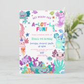 Roze axolotl Alotl Fun verjaardagsfeestje Kaart (Staand voorkant)