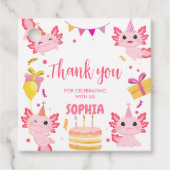 Roze Axolotl Alotl Verjaardagsfeest Plein Bedankjes Labels (Voorkant)