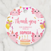 Roze Axolotl Alotl Verjaardagsfeest Ronde gunst Ta Bedankjes Labels (Voorkant)