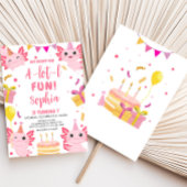 Roze Axolotl Alotl verjaardagsfeestje Kaart