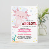 Roze Axolotl Boy Baby shower Kaart (Staand voorkant)