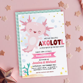 Roze Axolotl Boy Baby shower Kaart