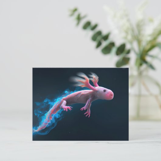 Roze Axolotl Briefkaart (Staand voorkant)