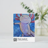 Roze Axolotl Briefkaart (Staand voorkant)