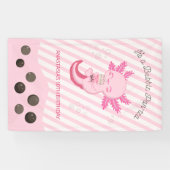 Roze Axolotl Bubble Boba Tea Verjaardagsfeest Spandoek (Horizontaal)