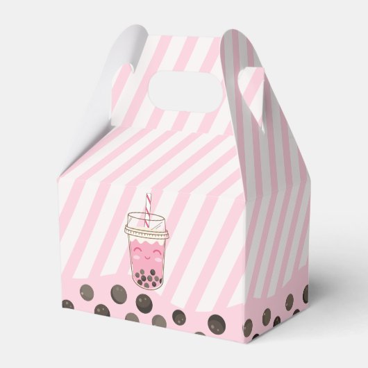 Roze Axolotl Bubble Boba Thee Par-tea Meisje Verja Bedankdoosjes (Achterkant)