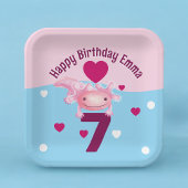 Roze Axolotl-feest Papieren Bordje