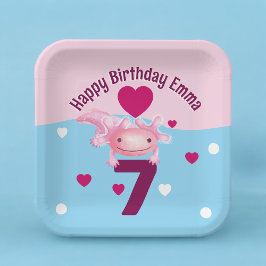 Roze Axolotl-feest Papieren Bordje