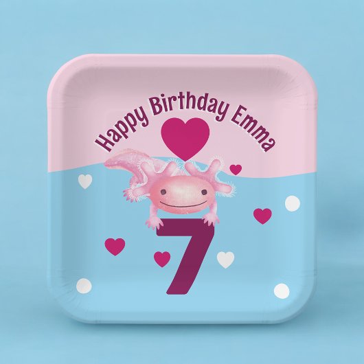 Roze Axolotl-feest Papieren Bordje