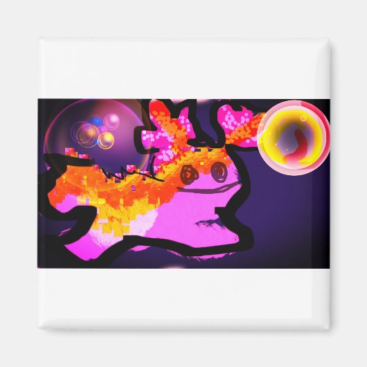 Roze axolotl fun wave magneet (Voorkant)