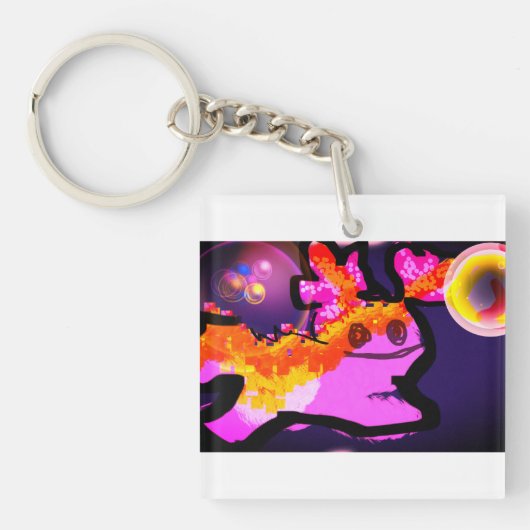 Roze axolotl fun wave sleutelhanger (voorkant)