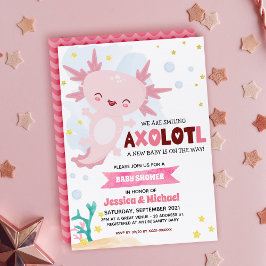 Roze Axolotl Girl Baby shower Kaart