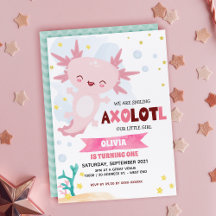 Roze Axolotl Girl Birthday