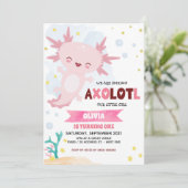 Roze Axolotl Girl Birthday Kaart (Staand voorkant)