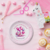 Roze Axolotl Girl's Verjaardagsfeestje Papieren Bordje (Feest)