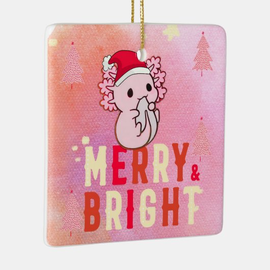 Roze axolotl kerst keramisch ornament (Rechts)