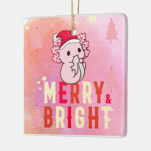 Roze axolotl kerst keramisch ornament (Links)