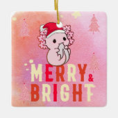 Roze axolotl kerst keramisch ornament (Voorkant)