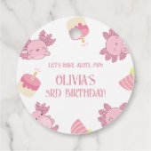 Roze Axolotl Kids Verjaardag Souvenir Gift Bedankjes Labels (Achterkant)