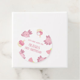 Roze Axolotl Kids Verjaardag Souvenir Gift Bedankjes Labels