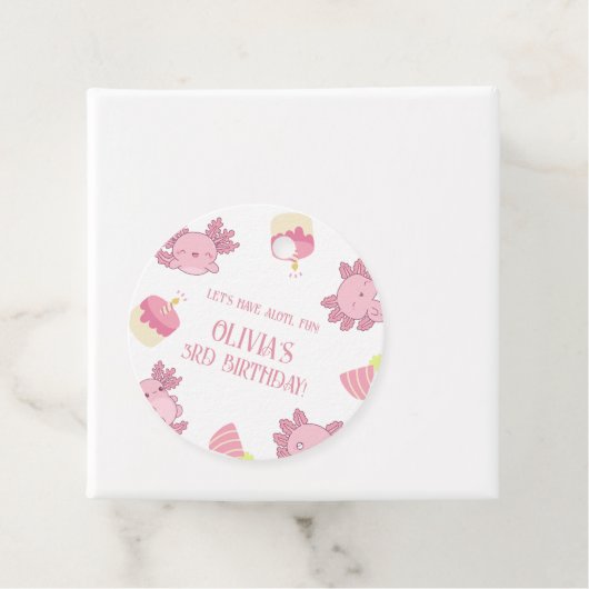 Roze Axolotl Kids Verjaardag Souvenir Gift Bedankjes Labels (In situ)