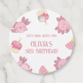 Roze Axolotl Kids Verjaardag Souvenir Gift Bedankjes Labels (Voorkant)