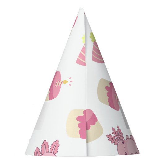 Roze Axolotl Kinder Laten we Alotl Fun Birthday Feesthoedjes (Achterkant)