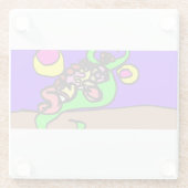 Roze axolotl kunst glazen onderzetter (Achterkant)