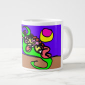 Roze axolotl kunst grote koffiekop (Voorkant rechts)