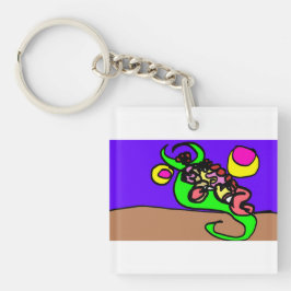 Roze axolotl kunst sleutelhanger