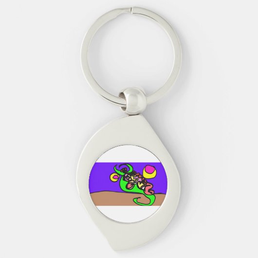 Roze axolotl kunst sleutelhanger (Voorkant)