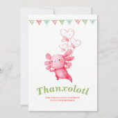 Roze Axolotl Leuk Kids Verjaardagsfeest Bedankkaart (Voorkant)
