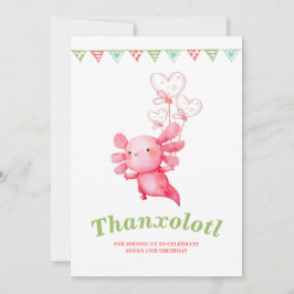 Roze Axolotl Leuke Kinderverjaardagsfeestje Bedankkaart