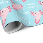 Roze Axolotl Meisje Verjaardag Wrapping Papier (Rol Hoek)