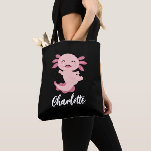 Roze Axolotl Monogram Naam Tote Bag