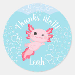Roze Axolotl onderwater verjaardagsfeestje gunst Ronde Sticker