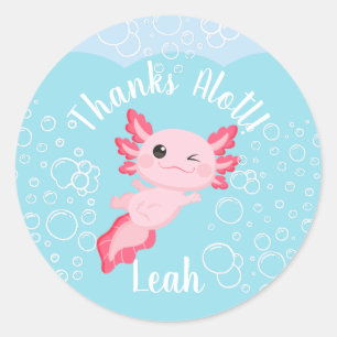 Roze Axolotl onderwater verjaardagsfeestje gunst Ronde Sticker