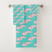 Roze Axolotl Patroon Bad Handdoek (Insitu)