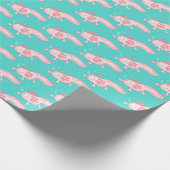 Roze Axolotl Patroon Cadeaupapier (Hoek)