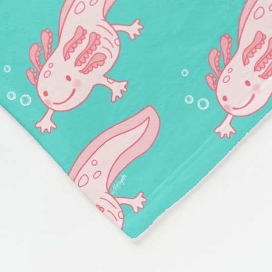 Roze Axolotl Patroon Fleece Deken (Hoek)