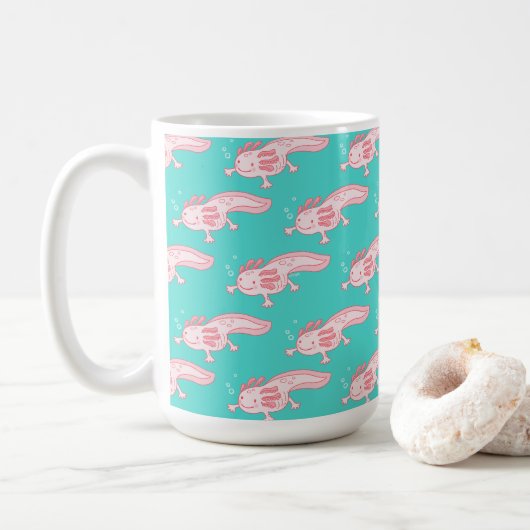 Roze Axolotl Patroon Koffiemok (Met donut)