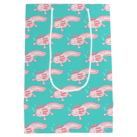 Roze Axolotl Patroon Medium Cadeauzakje (Achterkant)