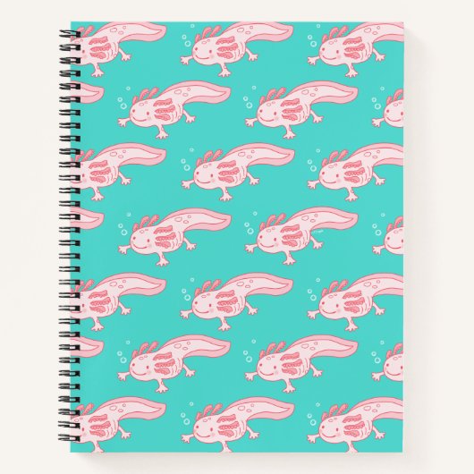 Roze Axolotl Patroon Notitieboek (Voorkant)