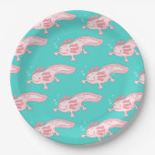 Roze Axolotl Patroon Papieren Bordje (Voorkant)