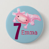 Roze Axolotl Ronde Button 7,6 Cm (Voorkant)