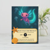 Roze Axolotl Tussen Jellyfish Verjaardag Kaart (Staand voorkant)