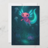 Roze Axolotl Tussen Jellyfish Verjaardag Kaart (Achterkant)