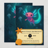 Roze Axolotl Tussen Jellyfish Verjaardag Kaart (Voorkant / Achterkant)